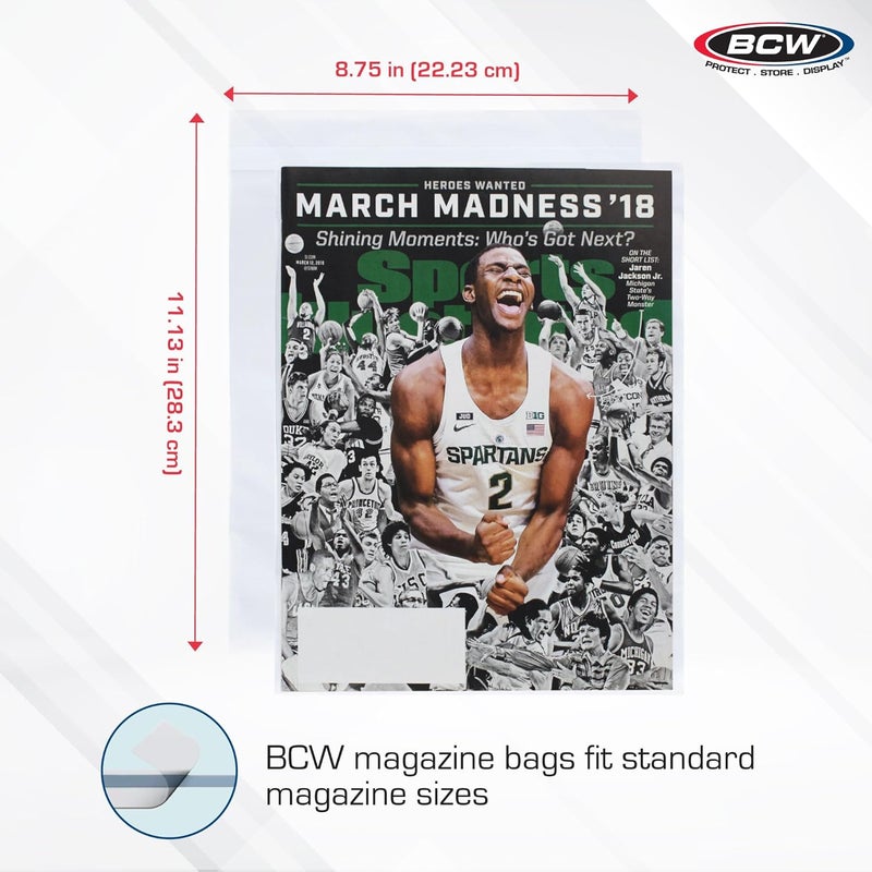 BCW Thick Resealable Magazine Bags - 1 Pack of 100 | Acid-Free, Clear Polypropylene Sleeves for Archival-Quality Storage of Collectible Magazines | Protect Your Valuable Comic Book Collection - Image 3